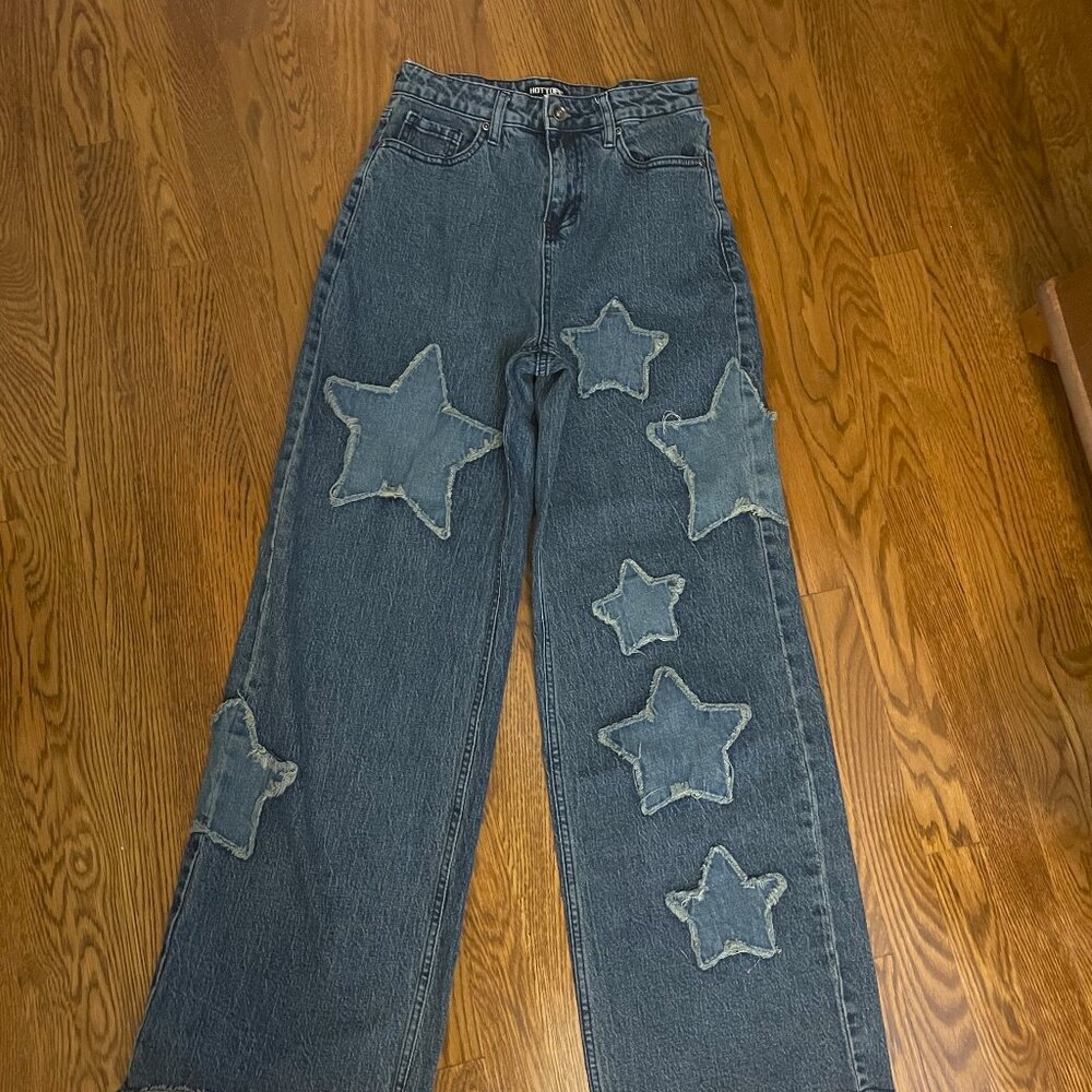 Star Patch Wide Leg Jeans